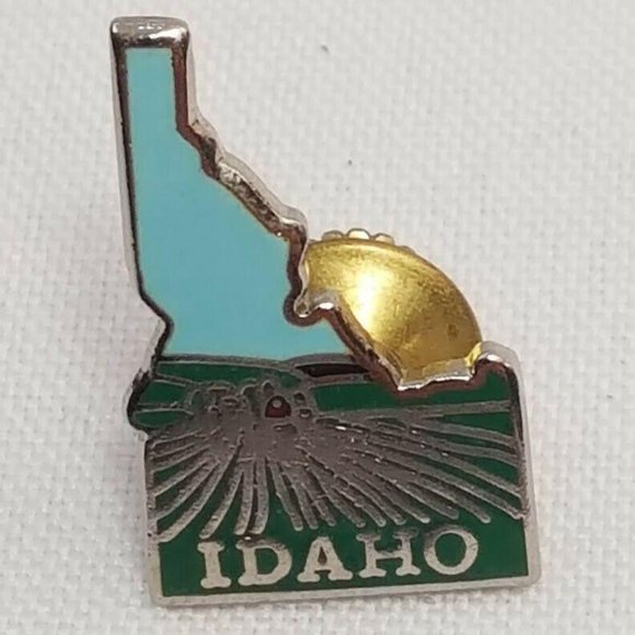 Vintage State of Idaho State Enamel Pin Farmland Blue Green Tie Hat Tack Lapel - Picture 5 of 5